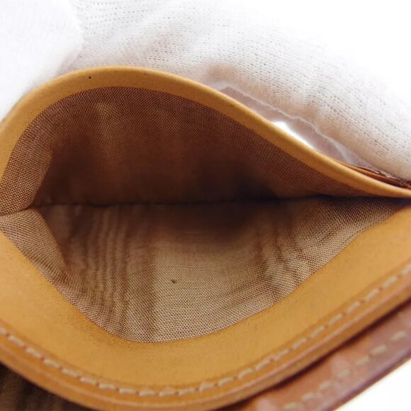 CELINE two-fold wallet macadam beige PVC ?~ leather Authentic used - Picture 7 of 9